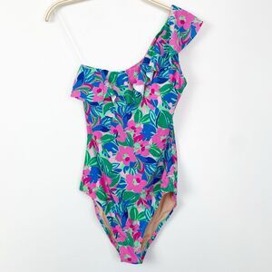 J.‎ Crew Factory Print Ruffle One Shoulder One Piece Swimsuit Floral Small CA228